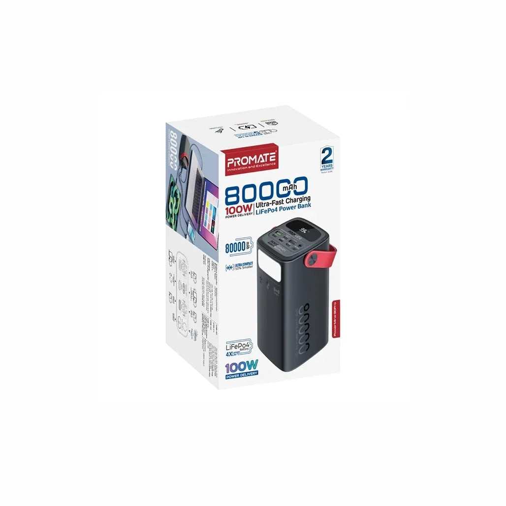 Promate POWERMINE-80PRO 80000 mAh High Capacity Ultra Fast Charging Power Pack 100 W