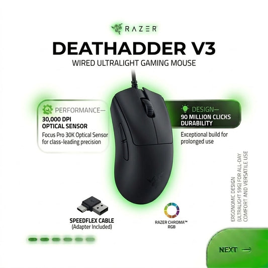 RAZER DEATHADDER V3 MOUSE WIRED RZ01-04640100-R3M1