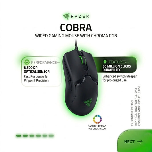 RAZER COBRA WIRED GAMING MOUSE RZ01-04650100R3M1
