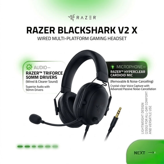 RAZER HEADSET BLACKSHARK V2 X BLACK HEADSET R04-03240100-R3M1