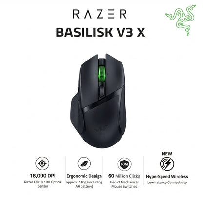 RAZER BASILISK V3 X HYPERSPEED WIRELESS MOUSE RZ01-04870100-R3G1