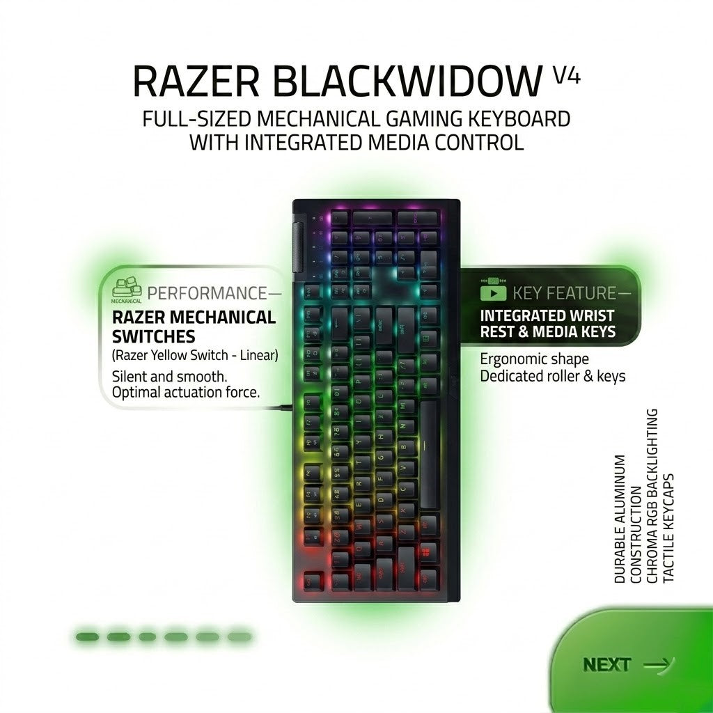 Razer BlackWidow V4 X Mechanical Gaming Keyboard (Green Switch)