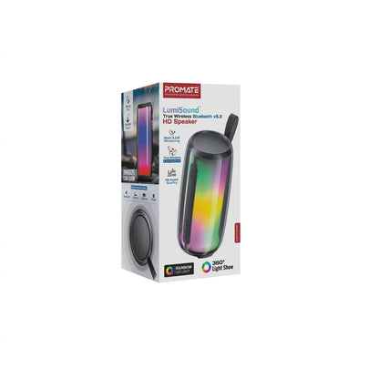 Promate LumiTower LumiSound Portable HD Speaker | True Wireless Bluetooth v5.3 Black