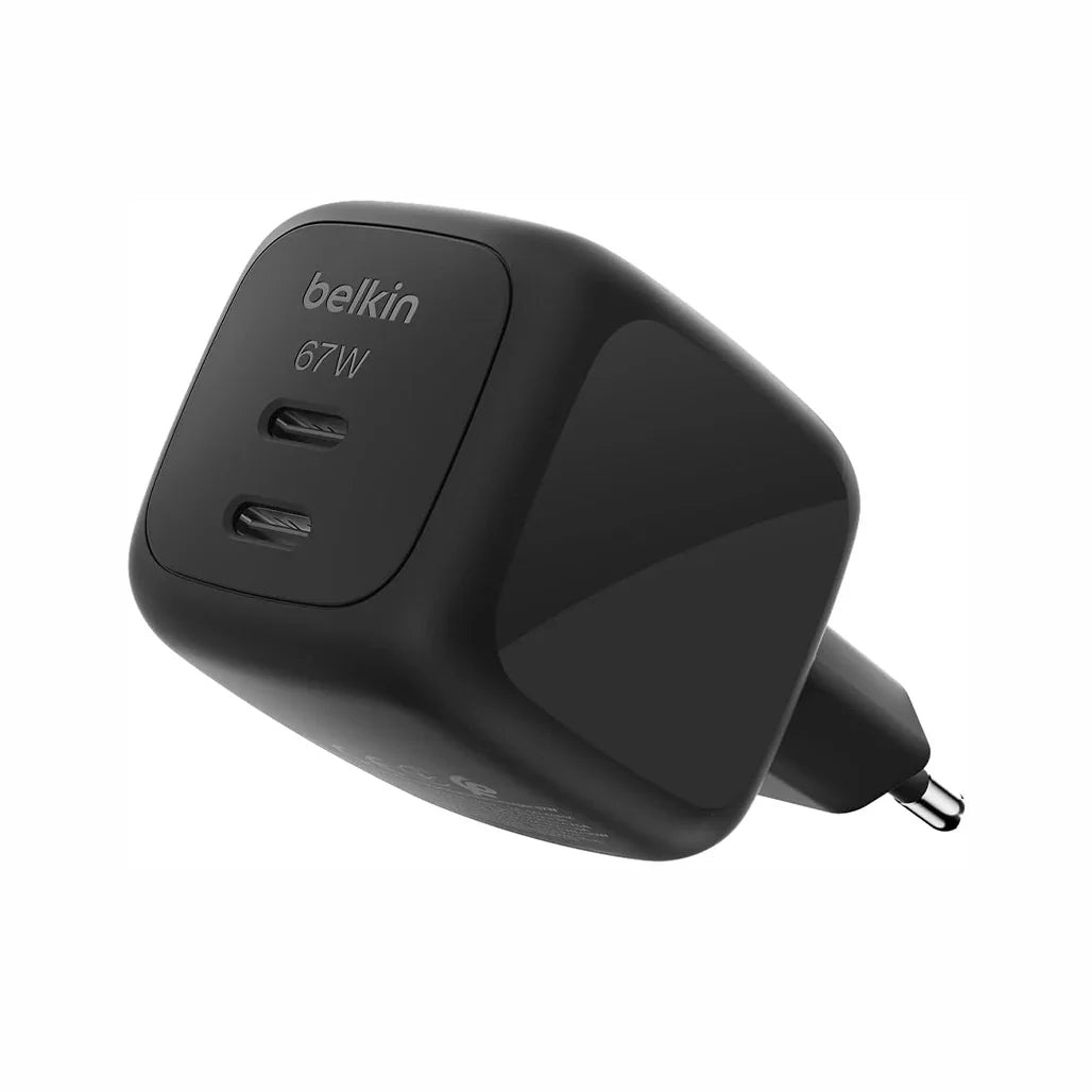 Belkin BoostCharge Pro 67W Dual USB-C GaN Wall Charger - Black