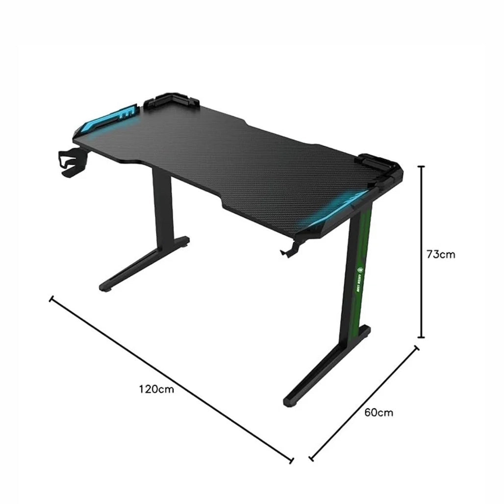 Green Lion RGB Gaming Desk  BLACK/ GREEN - GNRGBGDESKBK