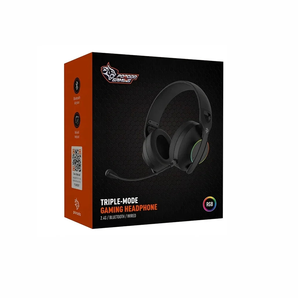 PORODO GAMING PDX 421 TRIPLE-MODE HEADPHONE 2.4G BLUETOOTH