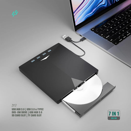 HEATZ ZY17  7 in 1 plug and play DVD drive & USB hub