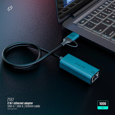 HEATZ ZT87 1Gbps 2-in-1 ethernet adapter
