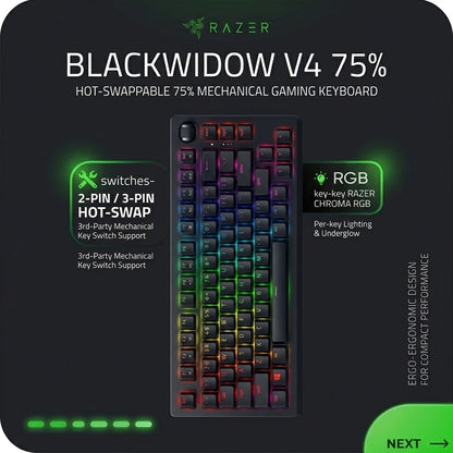 Razer BlackWidow V4 75% Hot swappable Mechanical Gaming Keyboard