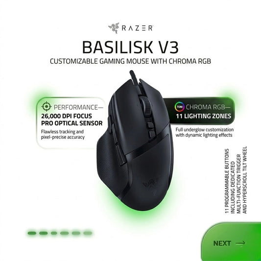 RAZER BASILISK V3 MOUSE WIRED RZ01-04000100-R3M1