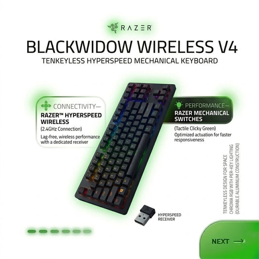 RAZER BLACKWIDOW WIRELESS V4 TENKEYLESS HYPERSPEED - US LAYOUT RZ03-05480100-R3M1